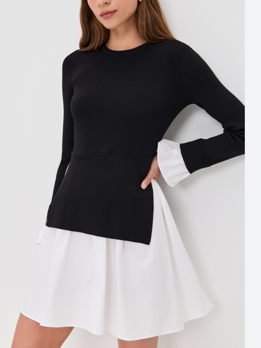 English Factory Black and White Layered Mini Dress NWOT